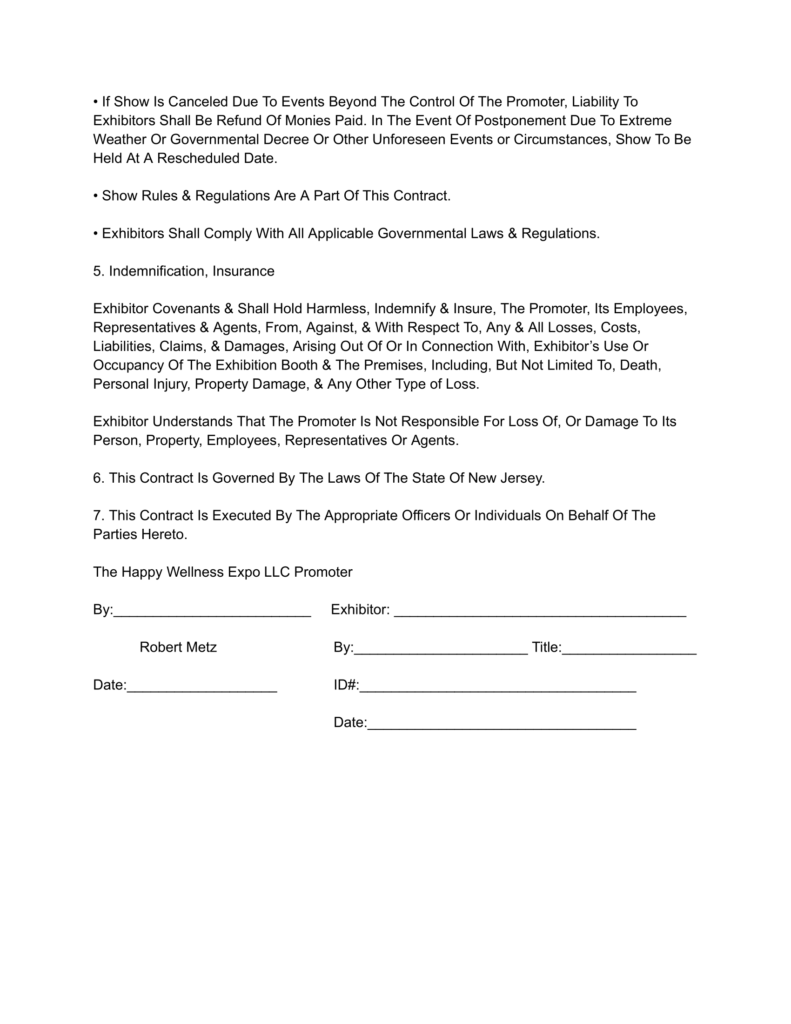 Happy Pet Expo Contract Page 3